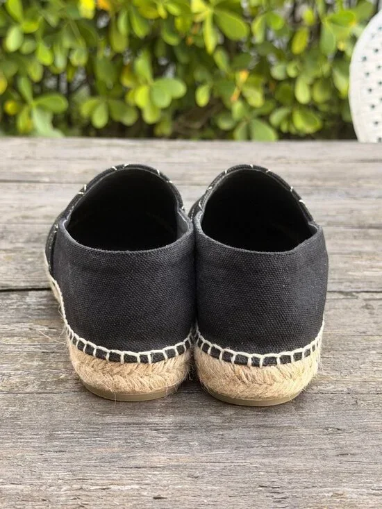 Chanel Espadrilles sz 41 Runs Small More like a 9 Black and Tan Cross Stitch - Picture 7 of 16
